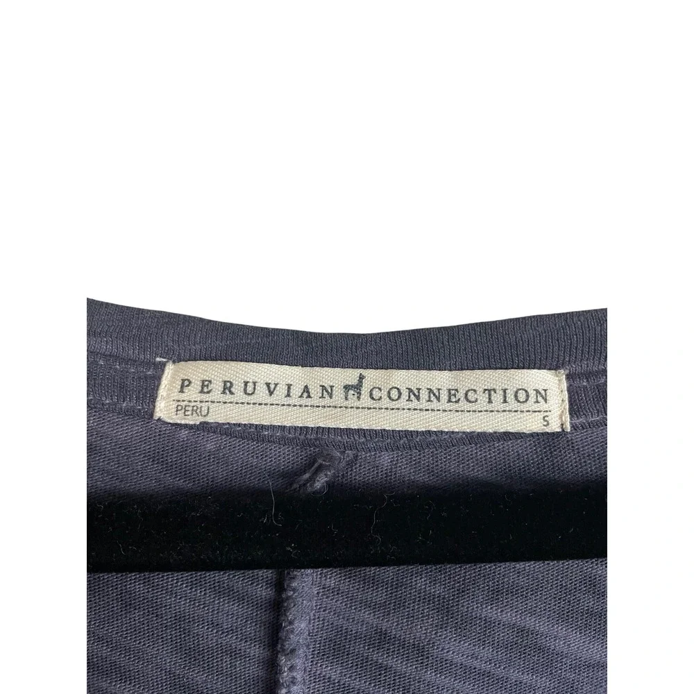 Peruvian Connection Blue Gray Slub Knit Maxi Dress Side Slit Small Minimalist‎ - Picture 2 of 5